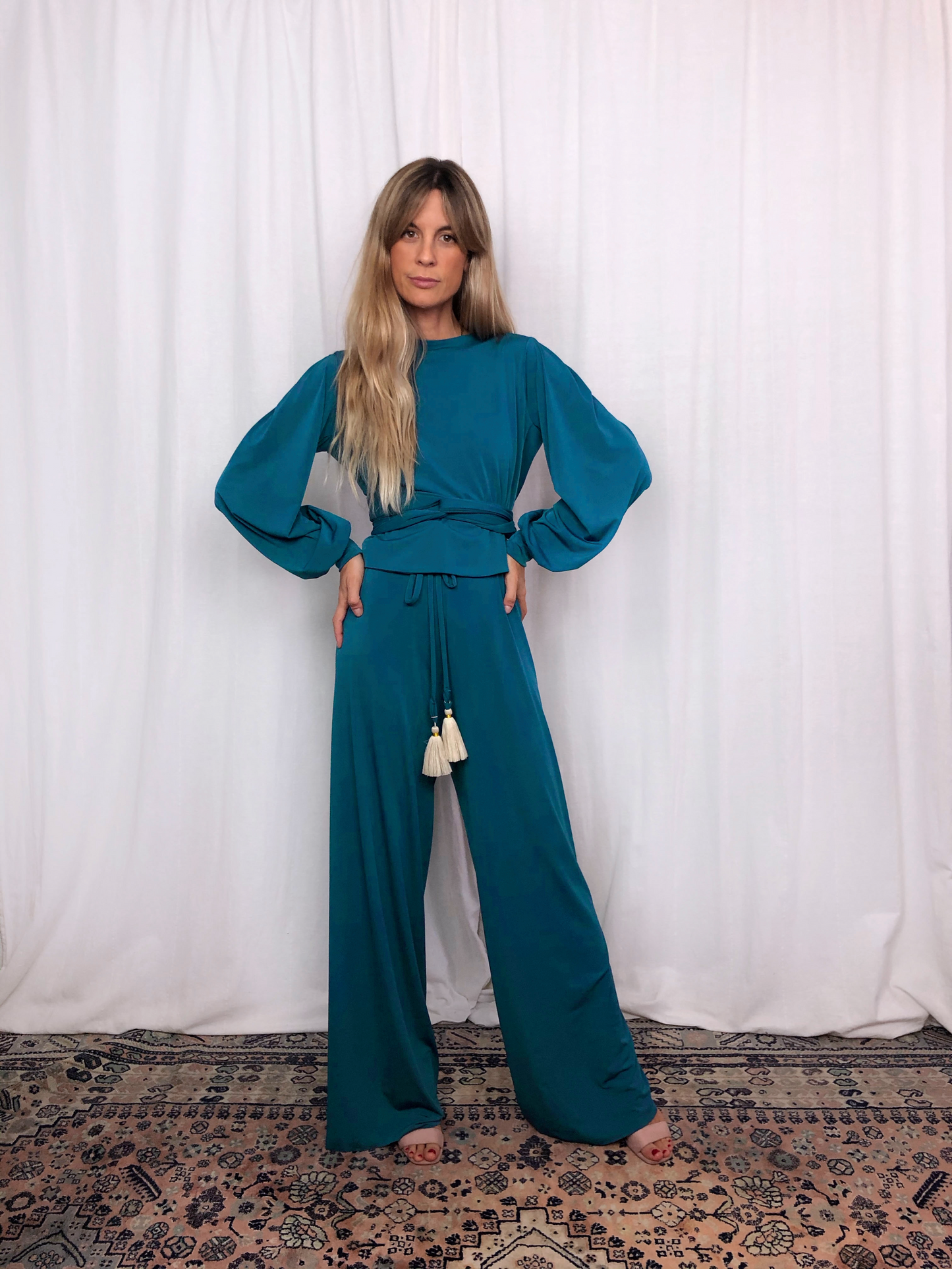 Petroleum Pom Pom Jumpsuit